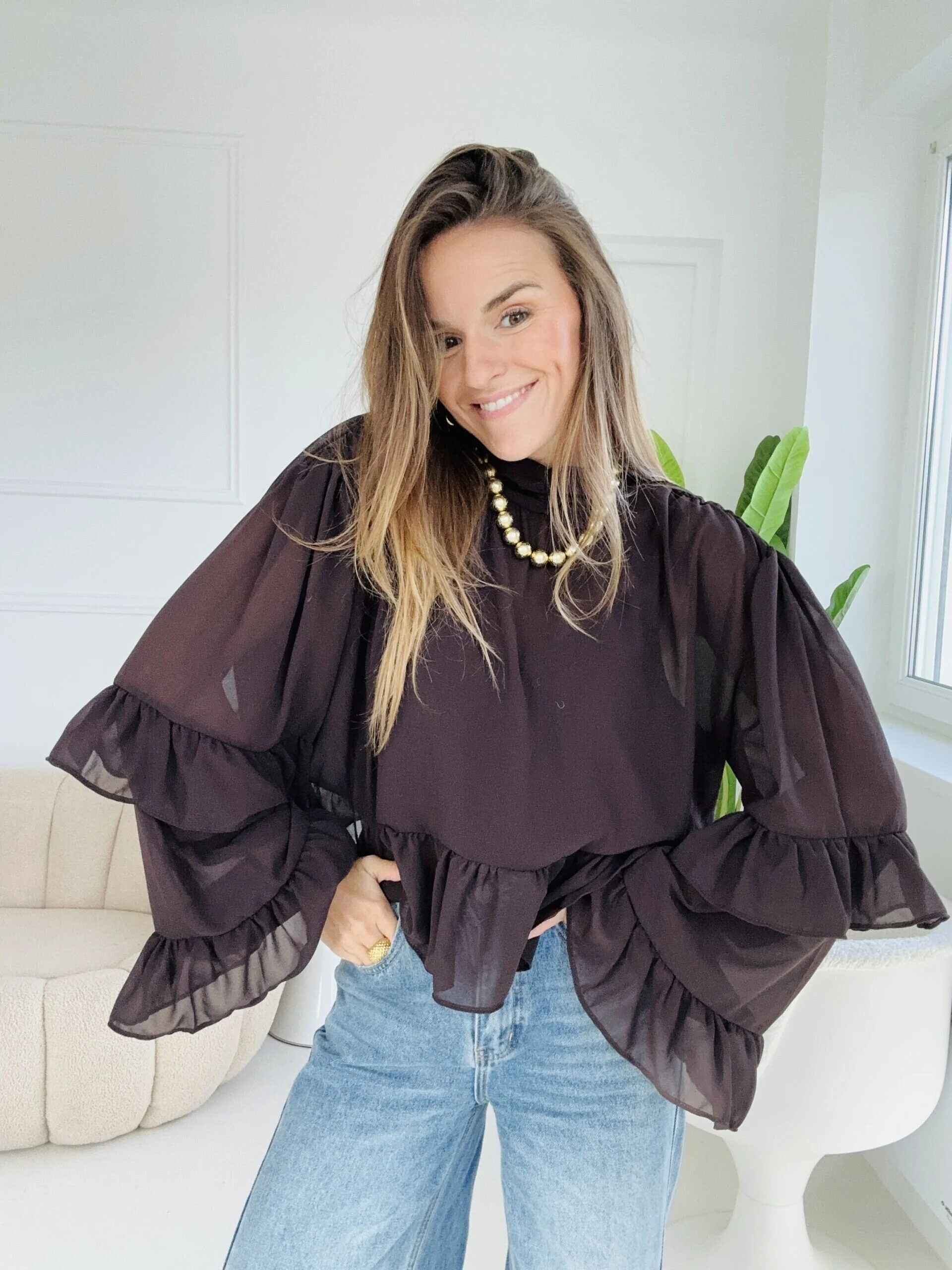 Face Blouse Clemence chocolat Chemisiers et Blouses jolies bretonnes