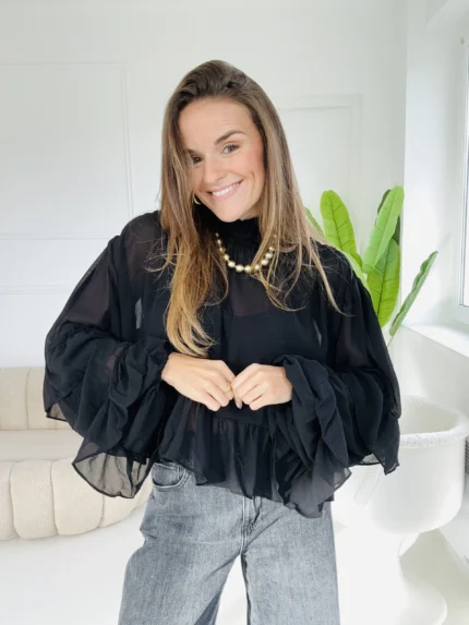 Face Blouse Clemence noire Chemisiers et Blouses jolies bretonnes