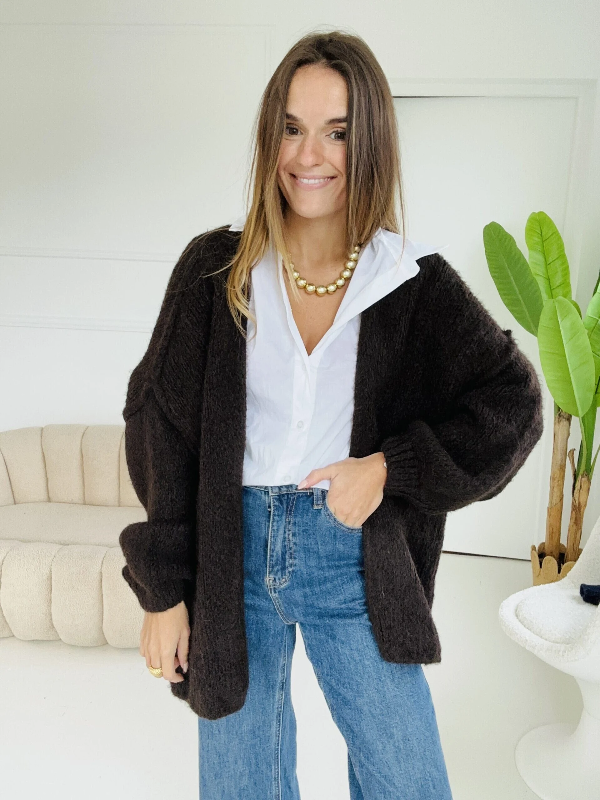 Face Gilet Noe chocolat Pulls Gilets jolies bretonnes