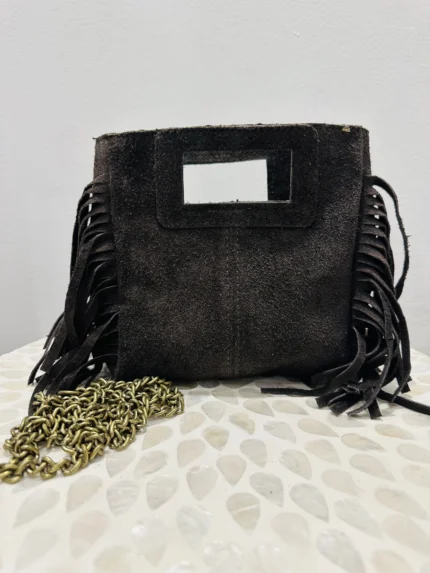 Face Petit sac Amelia cuir daim choco accessoires jolies bretonnes