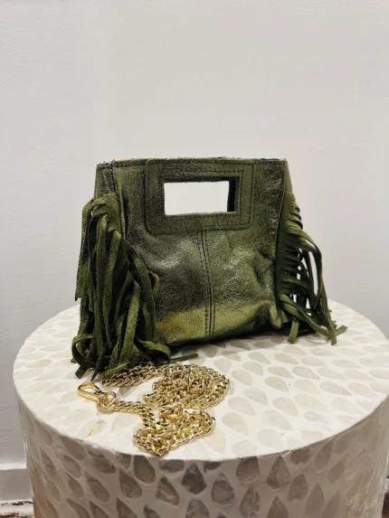 Face2 Petit sac Amelia cuir Kaki brillant accessoires jolies bretonnes